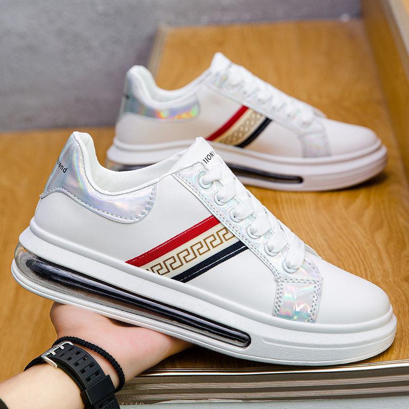 Весной и летом популярные маленькие белые туфли студенческие универсальные туфли на воздушной подушке мужские туфли толстая подошва увеличивающая круглый носок доска туфли повседневные спо