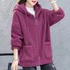 Lamb Velvet Hooded Sweatershirt Women's Fleece Thickening Autumn and Winter Warm Cardigan Jacket Spring Zipper Hooded Jacket
