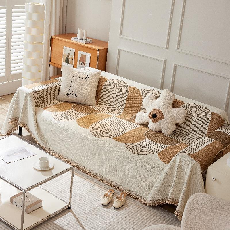 Stripe Geometry Chenille Living Room Sofa Towel Four Seasons Universal Couch Blanket Soft Non Slip Sofa Full Protective Cover