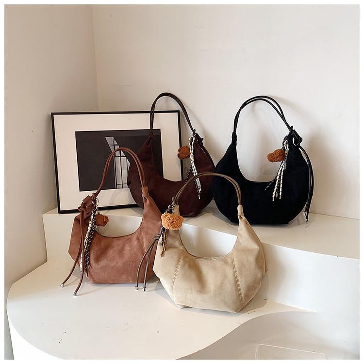 Ielgy Retro Suede Large Capacity Bag Simple Underarm Bag
