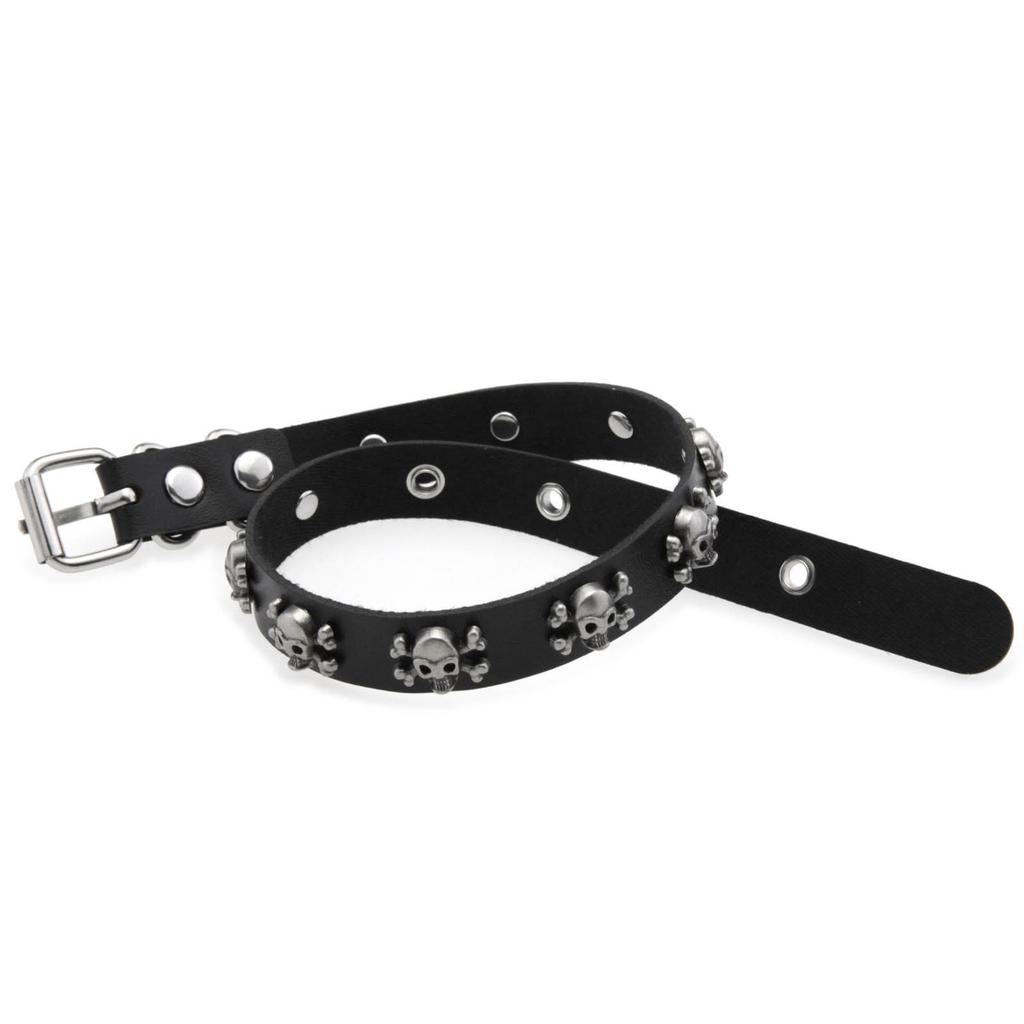 Дерзкий дизайн черепа Чокер из ПУ кожи Регулируемый готический воротник Панк стиль Украшения для женщин мужчин Уличная одежда