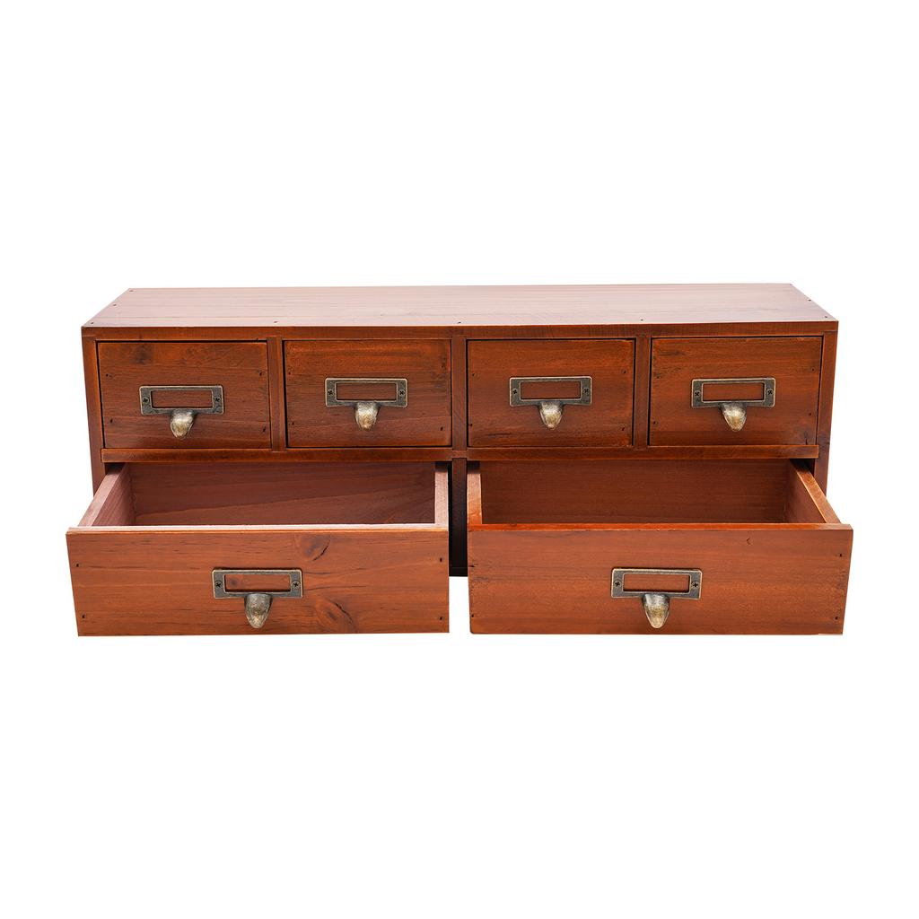 Винтажный 6-ящичный шкаф для хранения, Ретро коричневый деревянный органайзер со слотами для этикеток для офиса, кабинета, спальни, хранения рукоделия и макияжа