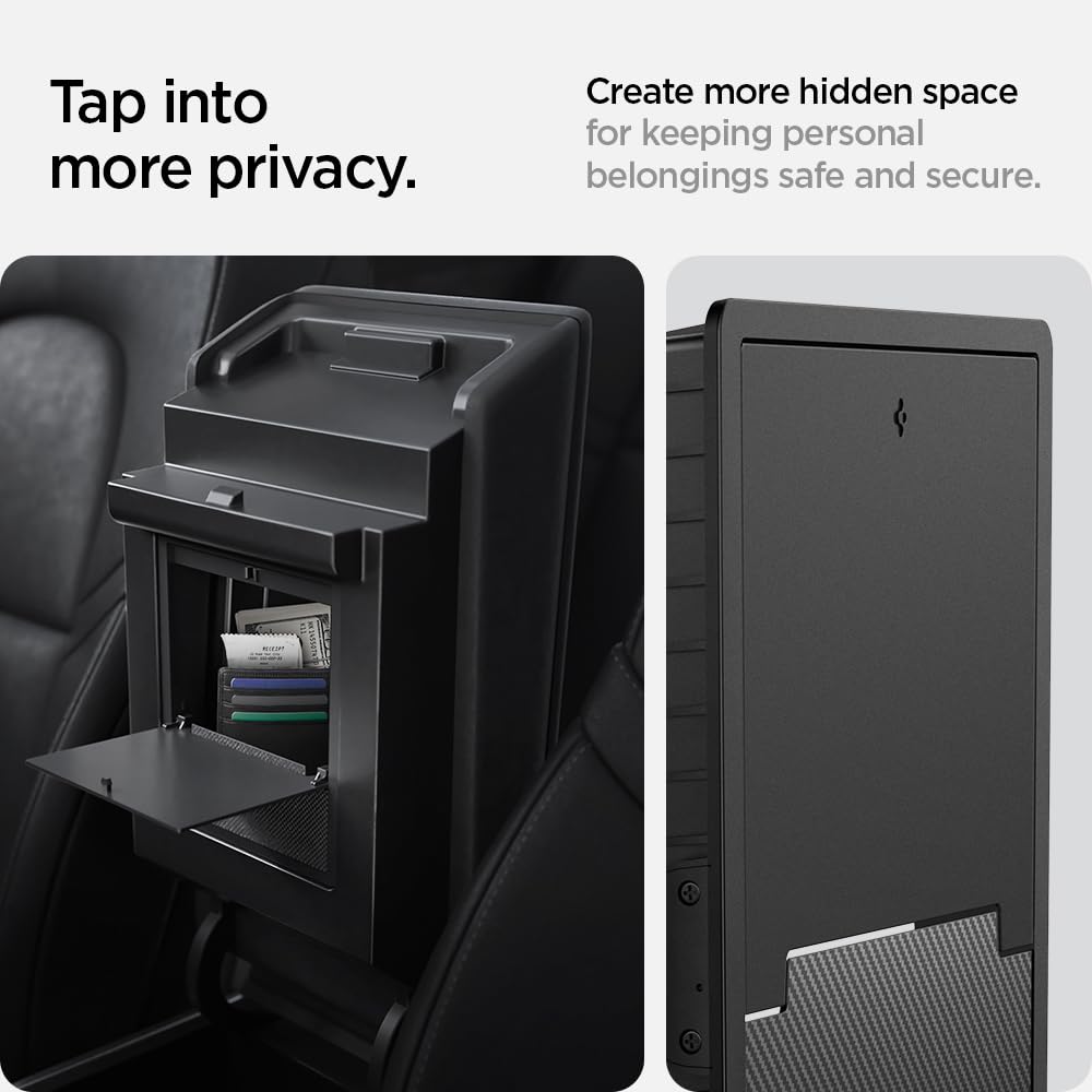 Spigen Tesla Armrest Model Compatible Storage Box Console Box Installation TO221 ACP04509 3/Y Multi-Function (Black)