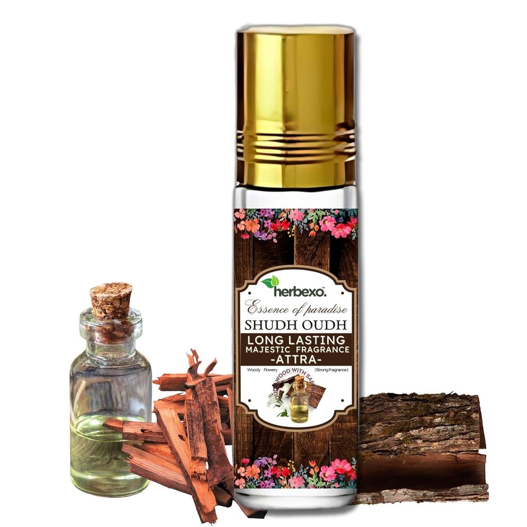 Herbexo Pure Oud Attar - парфюмированное масло | Длительные величественные ароматы | Натуральная эссенция удового дерева | Роскошный и божественный аромат
