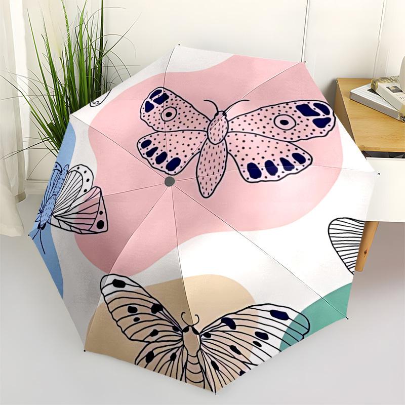 1pc Butterfly Pattern Automatic Open/close Folding Umbrella, Compact Portable Travel Umbrella, Durable Construction yy251230152