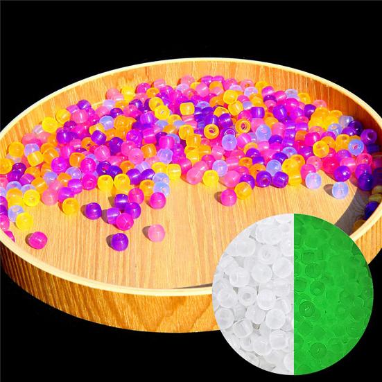 100Pcs/Bag Acrylic Pony Beads Color-Changing Glow In The Dark Exquisite Mixed Colors Round Beads DIY Making Accessories Necklace Making Loose Beads