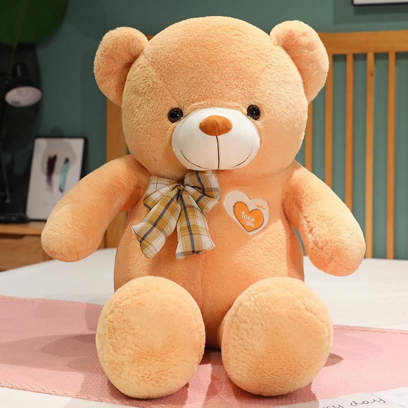 Adorable Large Teddy Bear Plush Toy In Pink Brown White And Yellow Perfect For Cuddling And Gifts