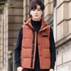 Мужской модный пуховый жилет с капюшоном большого размера для молодежи 2025 года - Утолщенная осенне-зимняя верхняя одежда