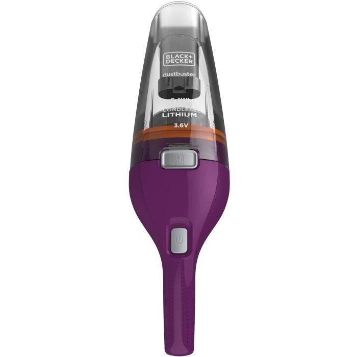 Aspirateur a main sans fil - BLACK &amp; DECKER - NVC115W-QW - 8 AW - 3,6 V 1,5 Ah - Bordeaux