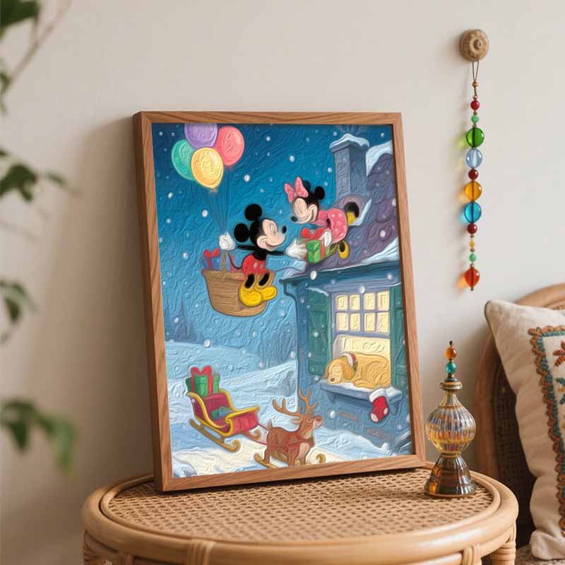 Disney Рождественский зимний олень воздушный шар подарок цифровая масляная живопись искусство картина ручная работа DIY домашние украшения