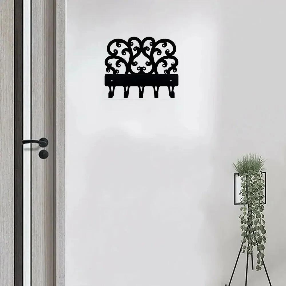 1 шт. Декоративная металлическая вешалка для ключей в виде свитка, настенное крепление, стильный настенный декор для ключей и пальто