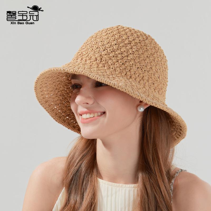 Летняя плетеная шляпа от солнца женская для лица маленькая панама с защитой от солнца повседневная универсальная панама из соломы пляжная шляпа