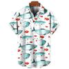 Men's Hawaiian Shirts 3D Print Fish Graphics Fashion Button Short Sleeve Lapel Streetwear Hawaiian Blouse Shirts for Men Summer