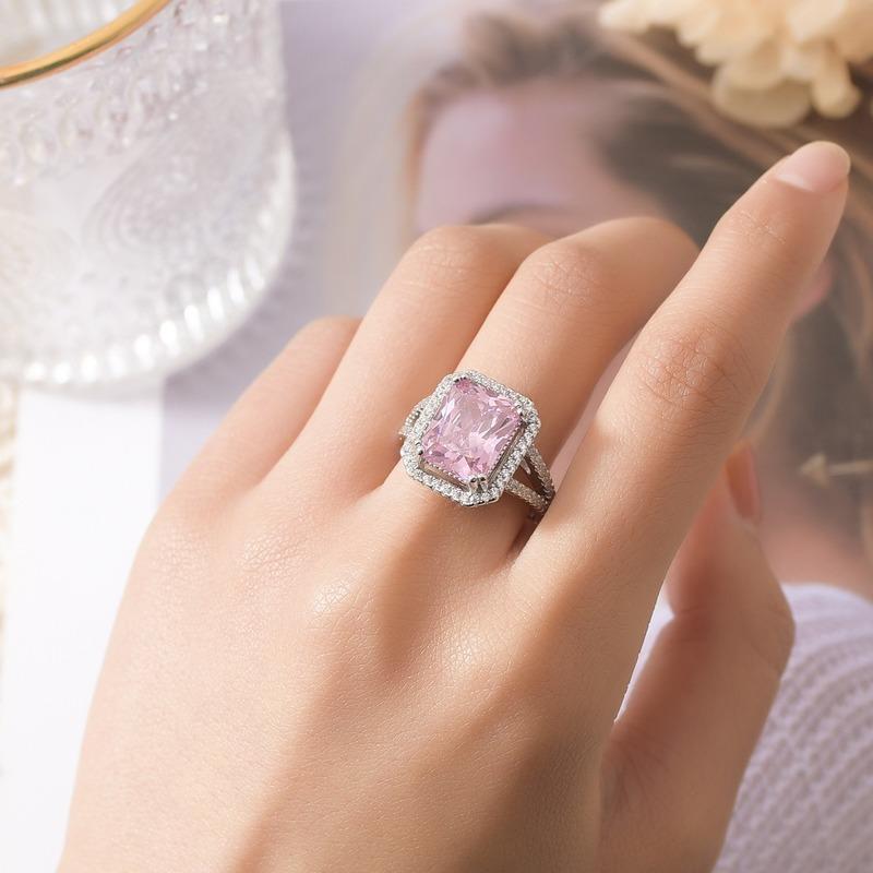 Sace Gems Классическое кольцо из розового циркона из медного сплава для дам, свадебные украшения, подарки для вечеринок