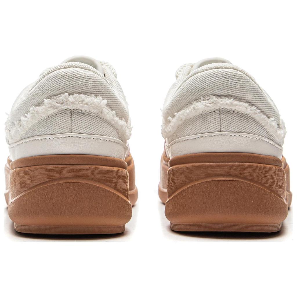 Li-Ning Honey Thick Sole Platform Sneakers Classic Comfortable Trendy Non-Slip Wear-Resistant Low-Top Women Sneakers White Brown AGCV096-1