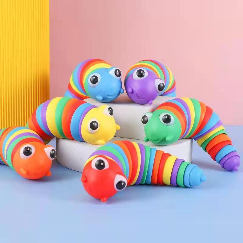 Красочная 3D Гусеница-Слизень для Пальцев Сенсорная Игрушка для Снятия Стресса и Снижения Тревожности