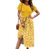 Women's Casual Cute Pattern Print Round Neck Midi Dress Basic Classic Outdoor Everyday Short Sleeve Loose Dress