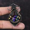 American Dichroic Glass Pendant Copper Wire Wrapped Pendant Gemstone Copper Jewelry Designer Pendant Handmade Wire Wrap Jewelry Gift For Him