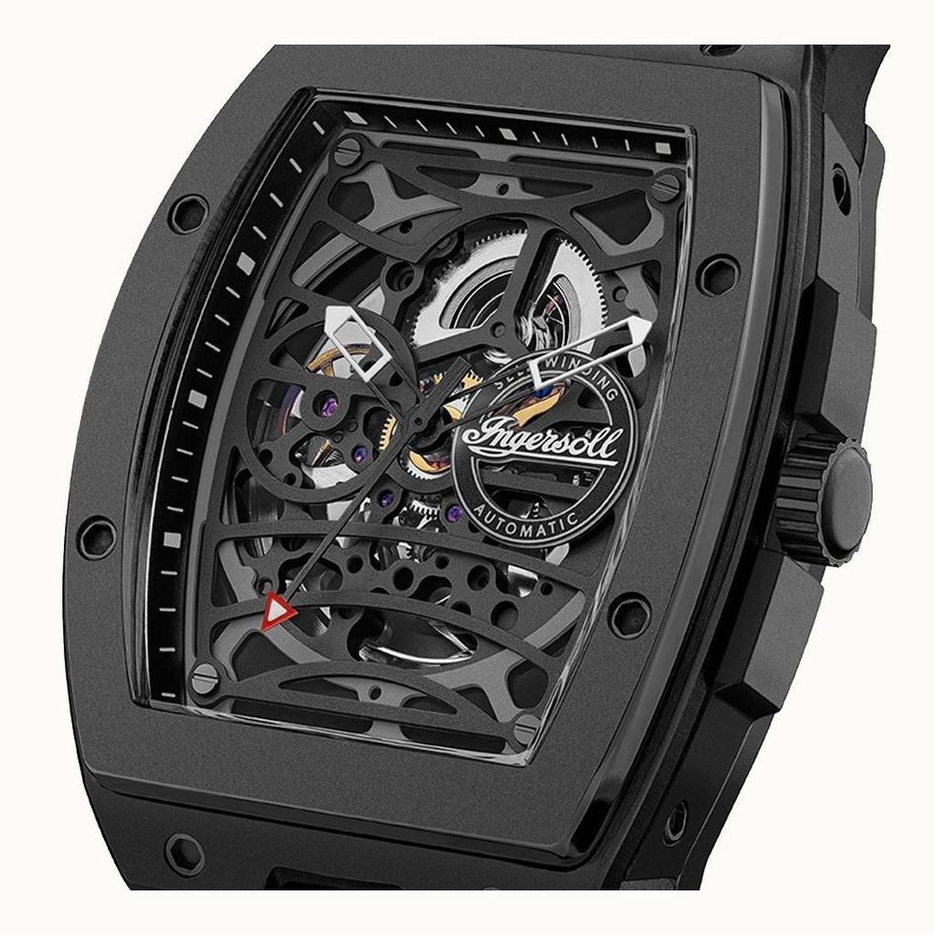 Ingersoll Мужские часы The Rim с полиуретановым ремешком, черным скелетонированным циферблатом, автоматические I16201