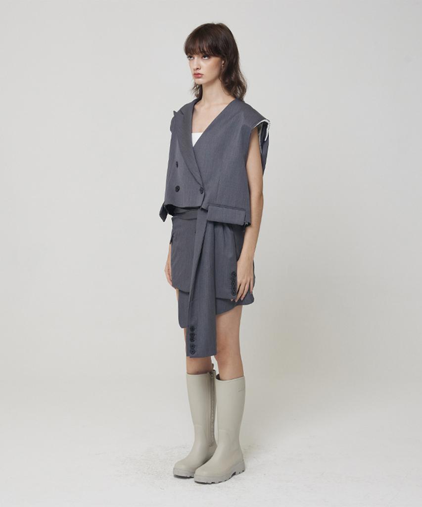 Meuameu Blazer Crop Layered Cover-Up