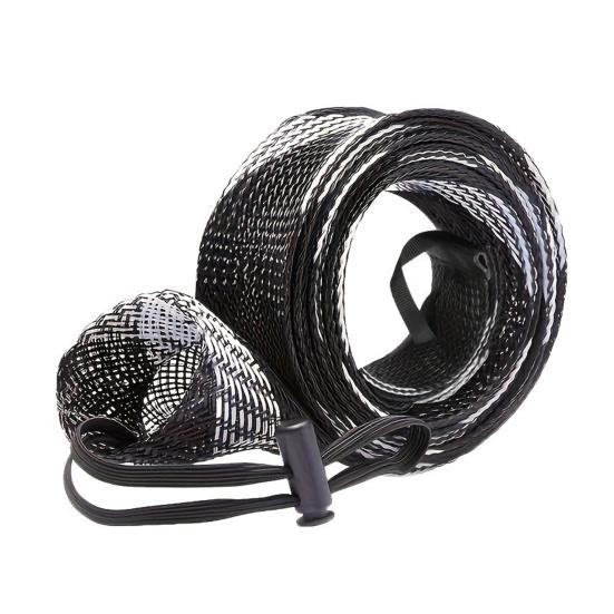 8Pcs 170CM Fishing Rod Sleeve with Lanyard PET Scalable Braided Mesh Fishing Rod Cover Foldable Stretch Fishing Pole Protector Fishing Accessories