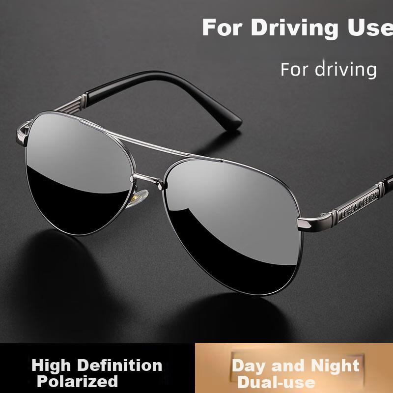GOGOSOON New Pilot Sunglasses for Men, Driving-Specific Glasses, Photochromic Polarized Driving Sunglasses,