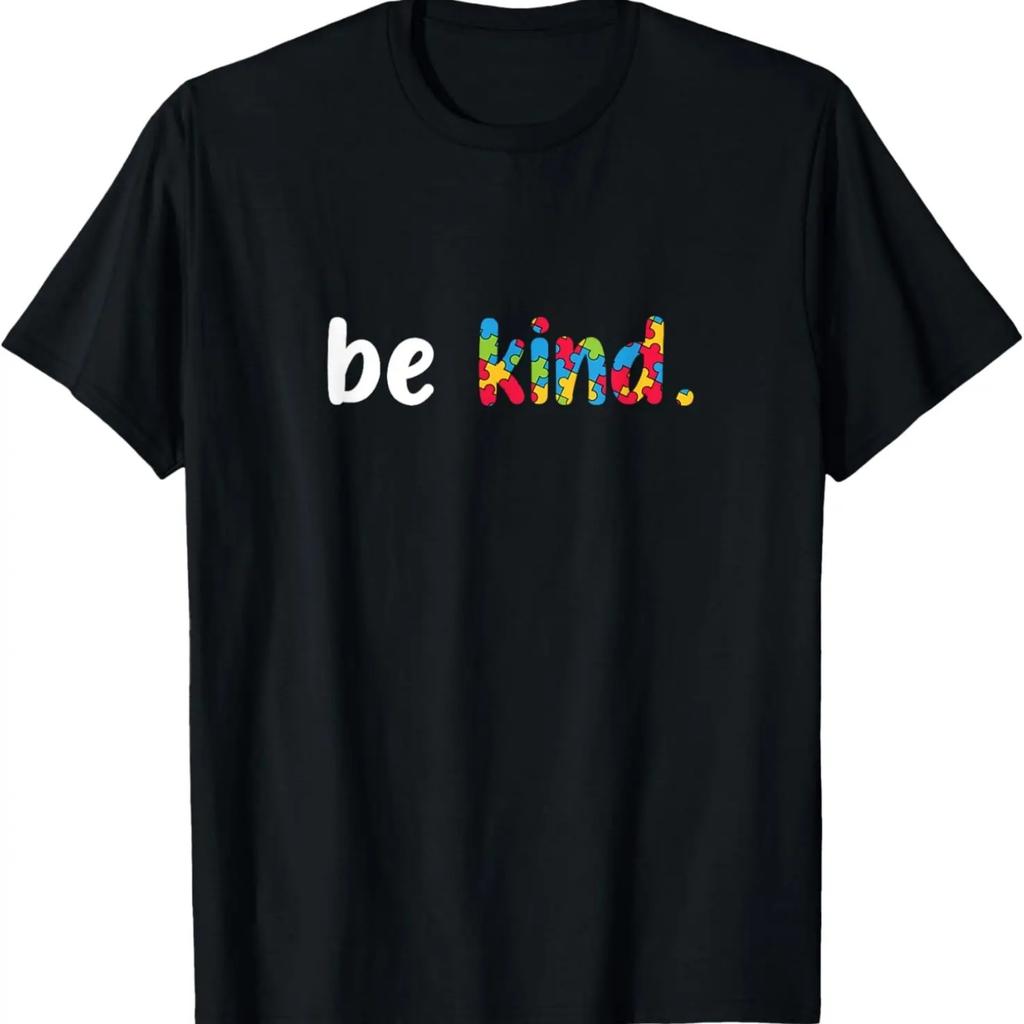Autism Awareness Be Kind Colorful Puzzle Pieces T-Shirt