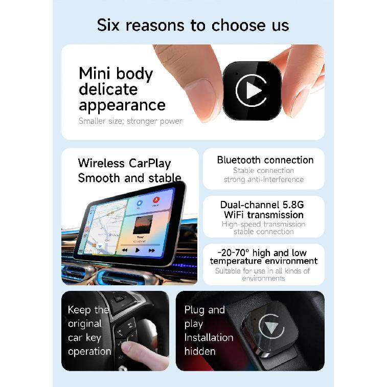 Беспроводной адаптер CarPlay Android Auto USB Smart Dongle Мини-бокс Plug And Play Универсальный Для VW Для Toyota Для BMW Для Honda