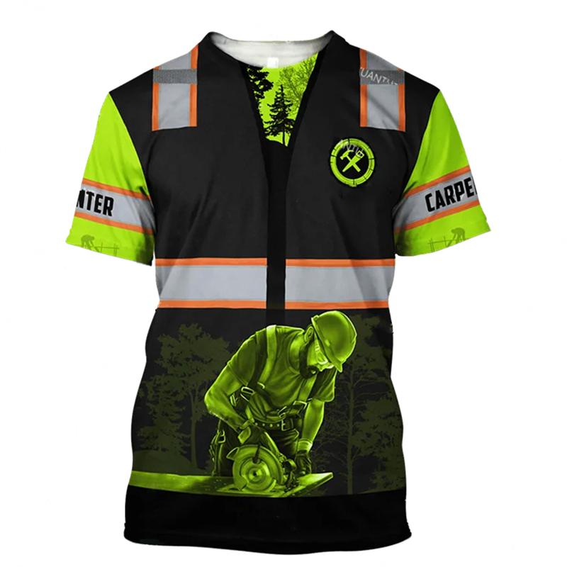 Футболка мужская плотник рабочий короткий рукав круглый вырез дышащая футболка 3d принт графические инструменты Harajuku повседневная рабочая одежда футболки