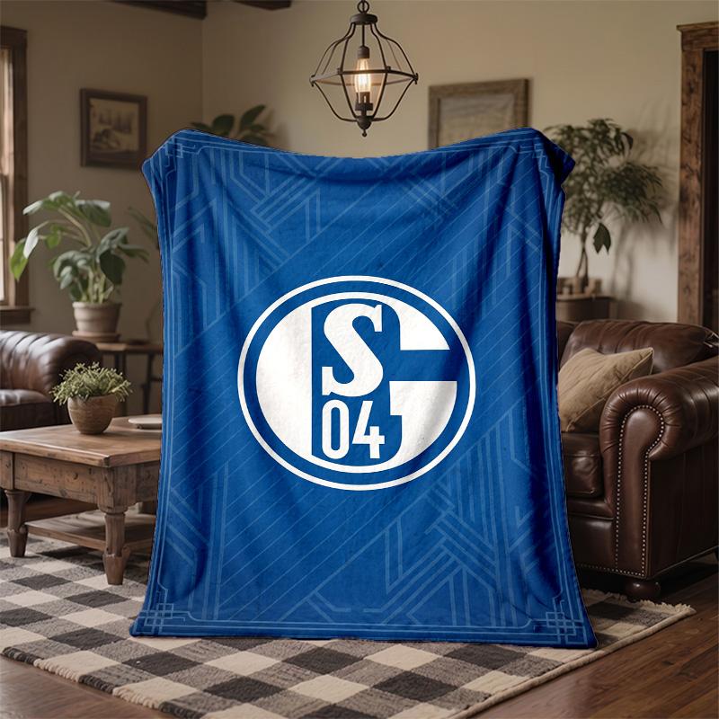 Schalke 04 Theme Fleece Blanket Cozy Soft Plush Blanket For Bedroom Couch Travel