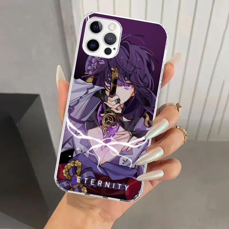 Чехол для телефона Raiden Shogun Genshin Impact для Iphone 17 Air 16 15 Plus 14 13 Mini 12 11 Pro Max 16E 7 8 SE 2020 Мягкий Funda Принт S