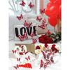 6pcs/Set Valentine's Day Collection Double Layered & 3d Design Butterfly Stickers With Shiny Gold Decoration, Stickers, Wall Decal, Vinyl Decal