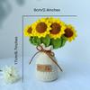 Handmade Crochet Sunflower In Vase, 6.7". Vibrant Desk Decor with "Keep Your Smile" Tag. Perfect Gift for Home & Office.