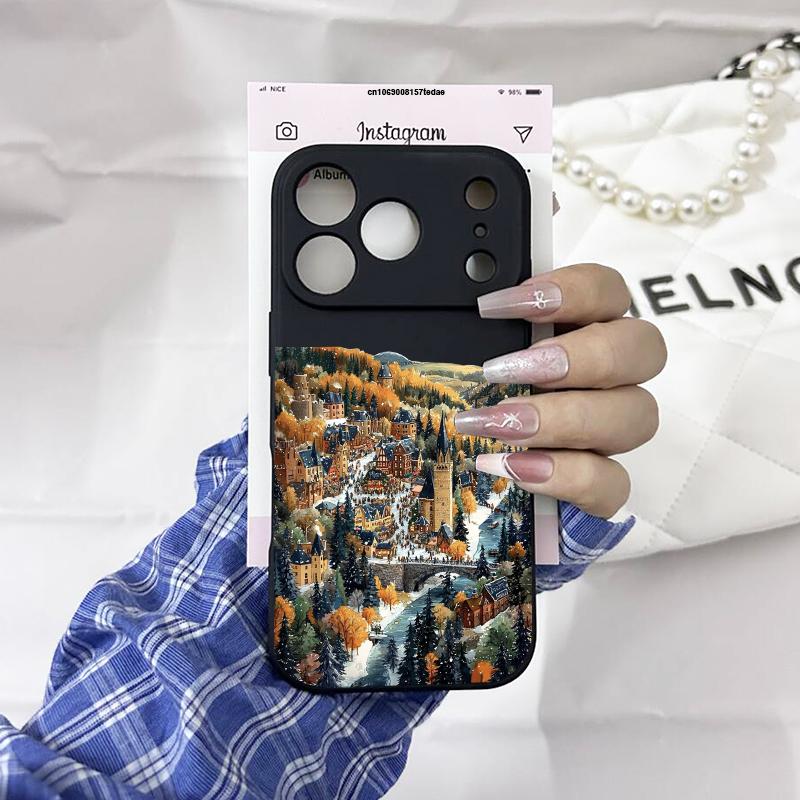 INS Чехол для телефона с пейзажем снежных гор для IPhone 16 17Air 17Pro 17 Pro Max 15 14 13.12 11 Pro Квадратный силиконовый задний чехол