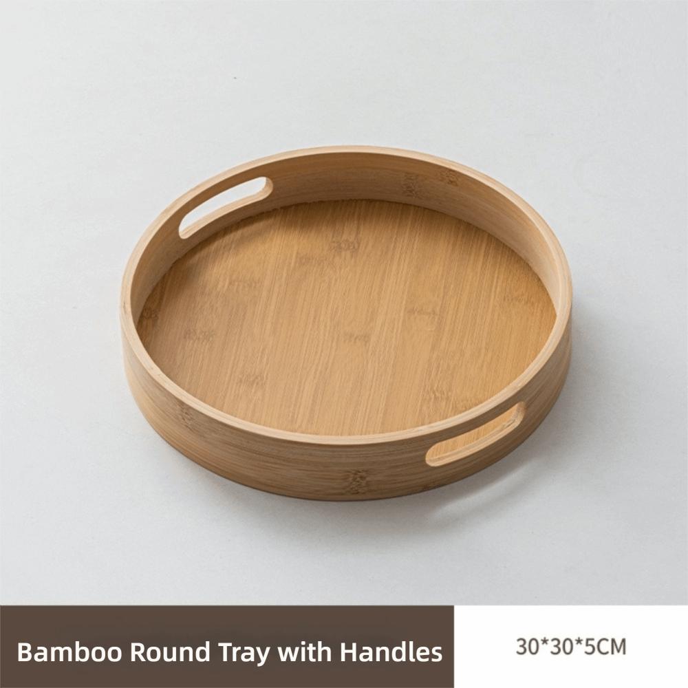 25/30/35/40CM Wood Tray Round Food Bread Pan New Serving Tray Coffee Home Table
