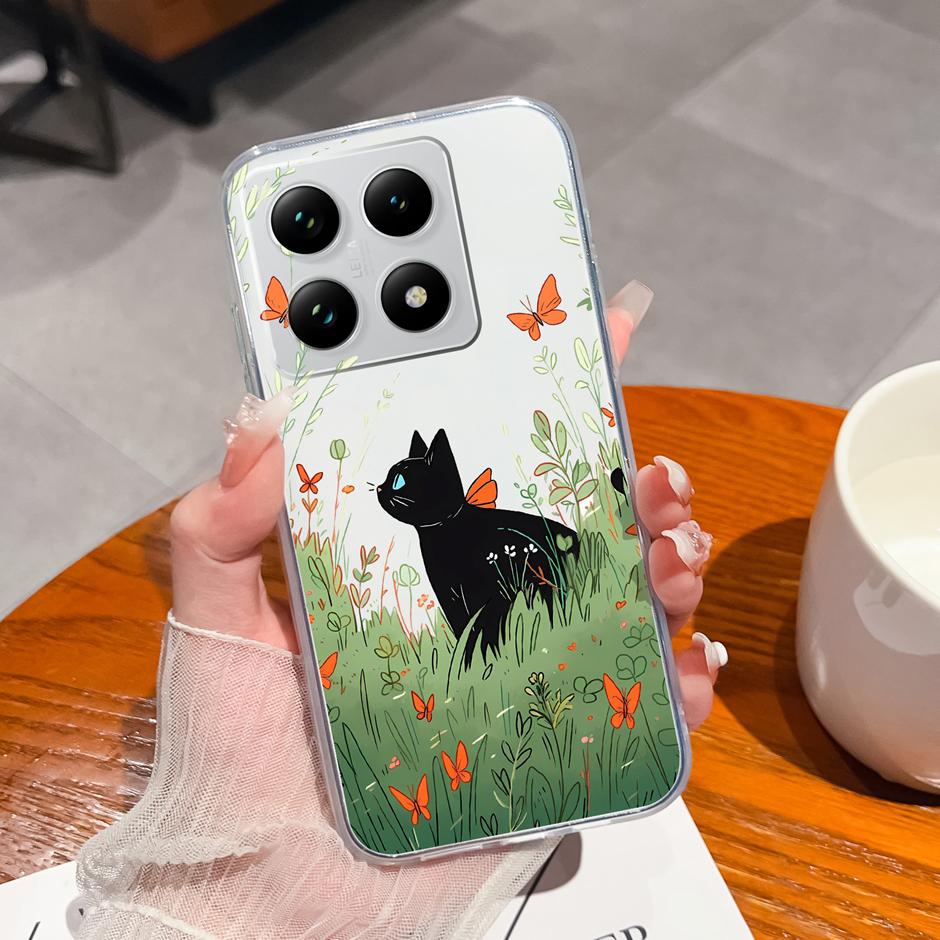 Чехол для Xiaomi 15T 15T Pro Милый Кот-Астронавт Защита от отпечатков пальцев Модный Прозрачный Корпус Для xiaomi15t 15tpro Защита