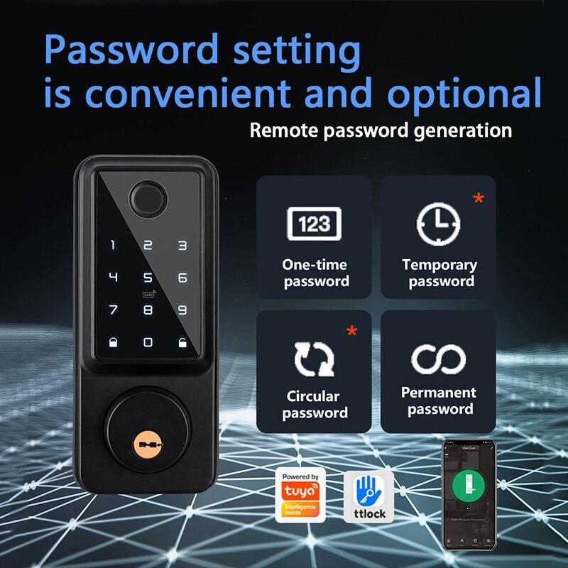 A1 Умный дверной замок с паролем/IC-картой/приложением/ключом TT Lock/ WiFi Автоматический цифровой электронный дверной замок с датчиком двери и отпечатком пальца