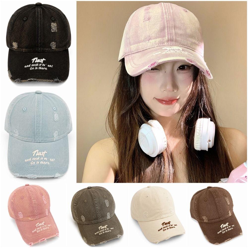 Embroidery Baseball Cap Distressed Peaked Cap Trendy HipHop Cap Sport Wear