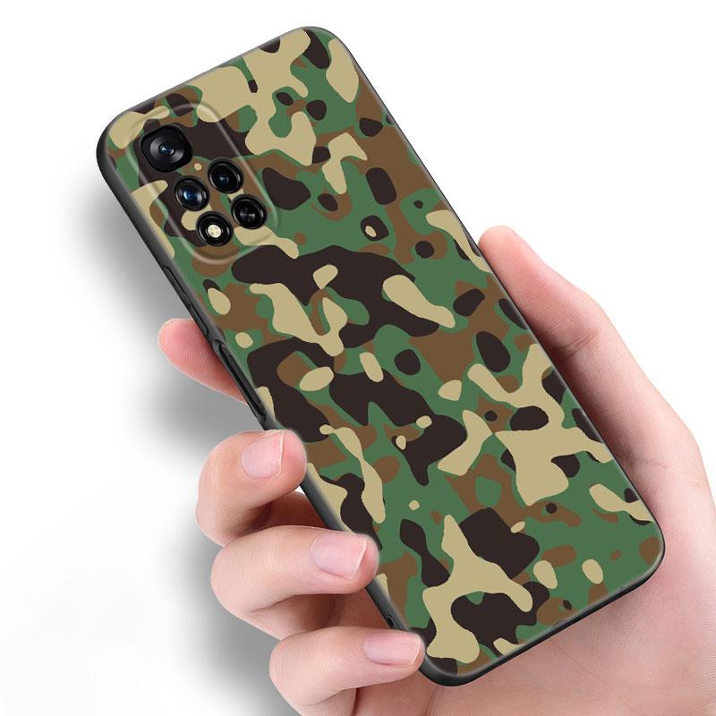 Камуфляжный Армейский Черный Силиконовый Чехол для Телефона Для Xiaomi POCO X3 X4 NFC F5 M3 M4 M6 X5 X6 Pro F3 F4 GT 5G C55 C65 M5
