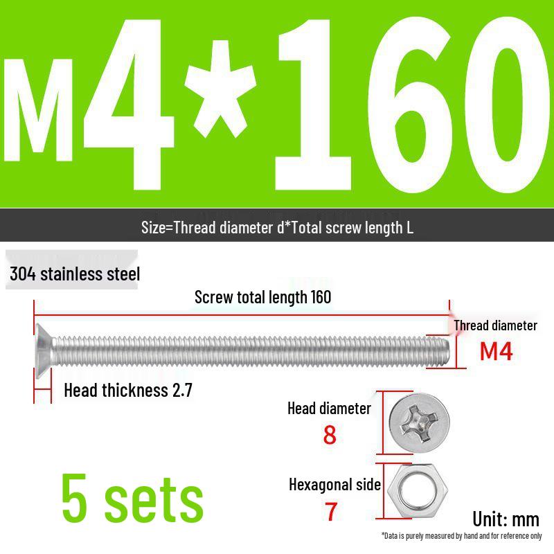 Набор Extra Long Phillips Flat Head Винтов и Гаек из Нержавеющей Стали 304 (2М, 3М, 4М)