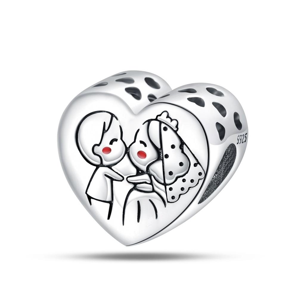 Mother'S Day Series Copper Mom Kiss Love Beads Infinity & Rose Heart Dangle Charm Fits Bracelet Diy Fine Jewelry