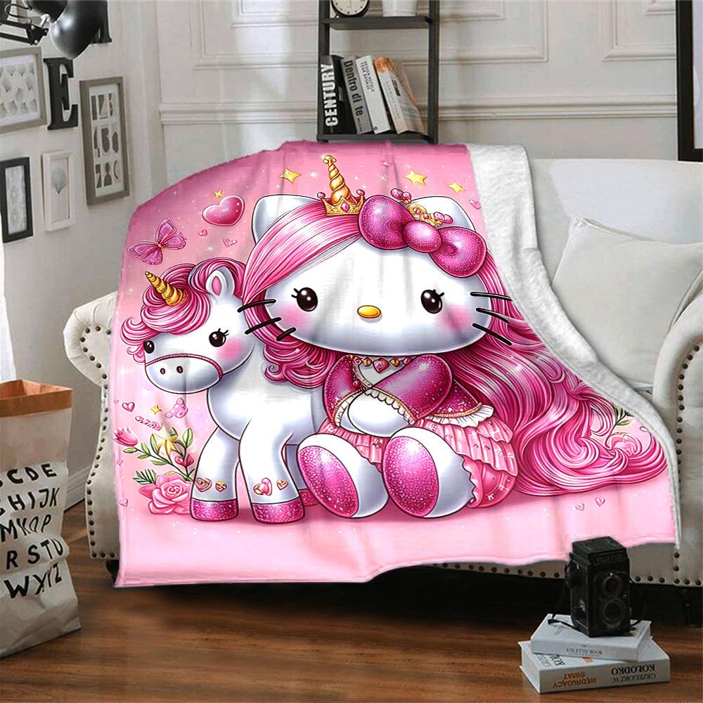 1 шт. Плед Hello Kitty с единорогом Легкий фланелевый плед для дивана, кровати, путешествий, кемпинга, гостиной, офиса, дивана, кресла
