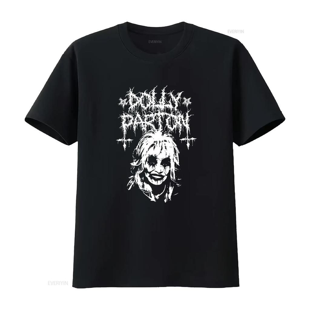 NEW EDITION T SHIRT Metal Dolly Parton Classic Cool Art Black Gothic vintage Washed homme Casual Unisex Top For Everyday Wear