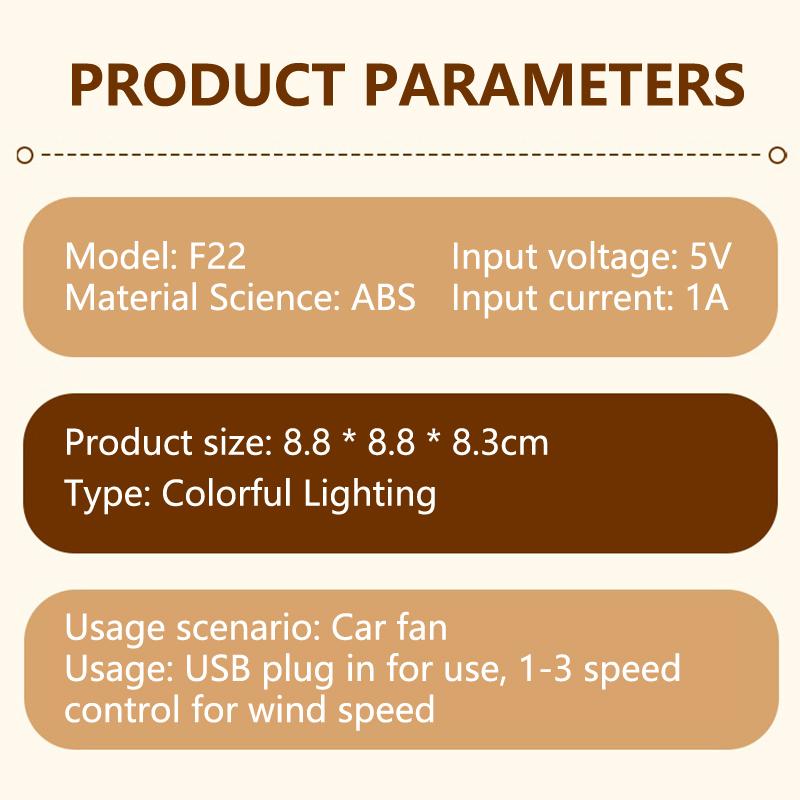 Автомобильный вентилятор USB Автомобильный вентилятор для обдува воздуховода Регулировка Мощный охладитель с подсветкой Вентилятор с 3 скоростями Охлаждение заднего сиденья автомобиля для отвода тепла