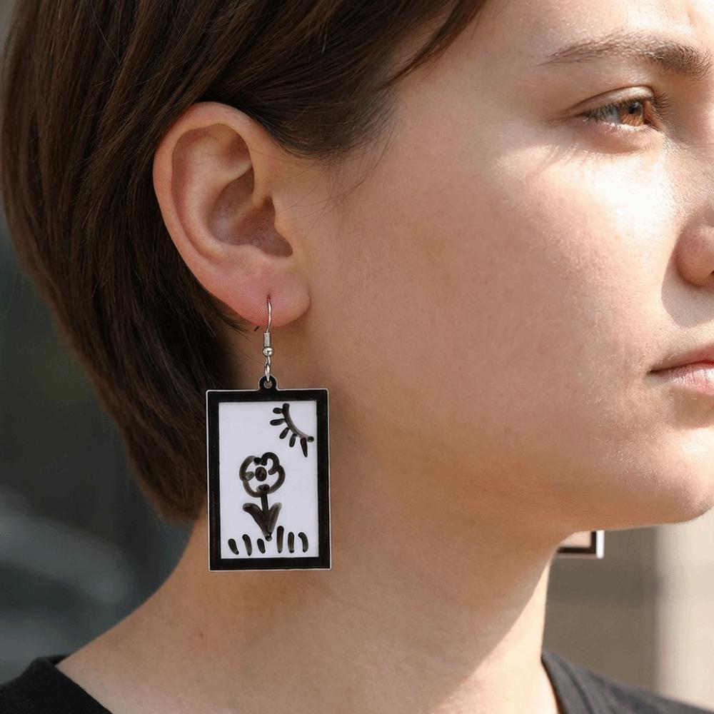 Acrylic Whiteboard Eardrop Minimalist Poster Board Eardrop Erasable Drawing Board Dangler  Women