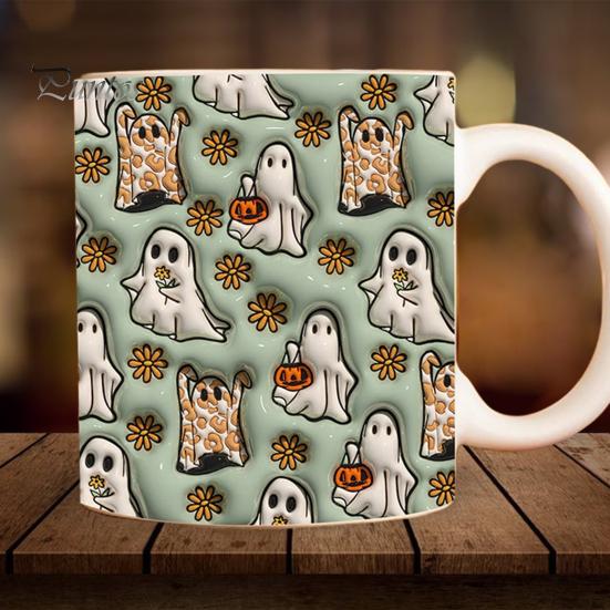 Кофейная кружка на Хэллоуин, керамическая кружка с тыквой, призрачным черепом и ручкой, стакан для сладостей, украшение для домашней вечеринки