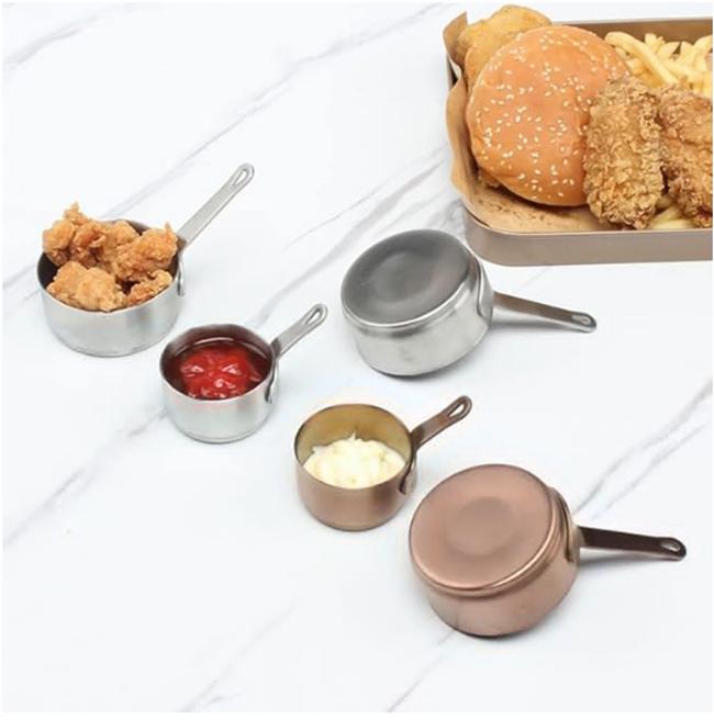 Handle Stainless Steel Sushi Hot Pot Dipping Bowl Vinegar ContainerSauce Cup Mini Sauce Pan Small Bowls for Dipping Sauce