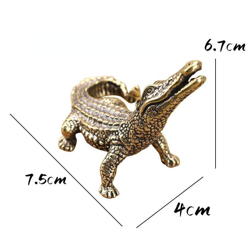 Антикварные бронзовые крокодиловые миниатюрные фигурки, винтажная латунная мини-статуэтка аллигатора, настольные украшения, домашний декор по фен-шуй