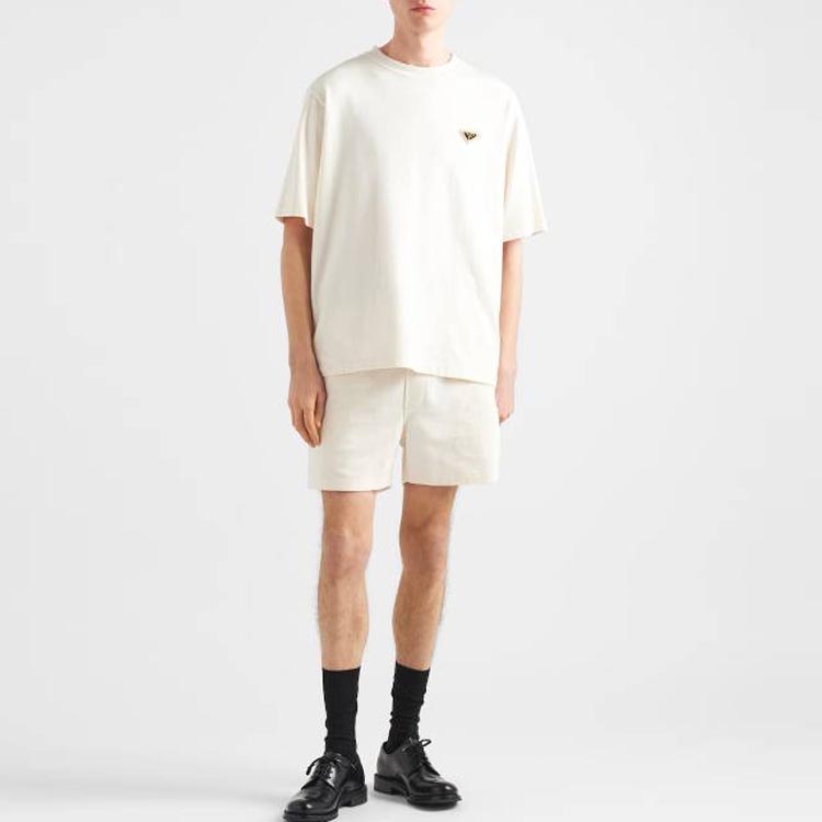 PRADA T-Shirts Men's Ivory Crew Neck Moderate UJN861-14LK-F0018-S-WMO