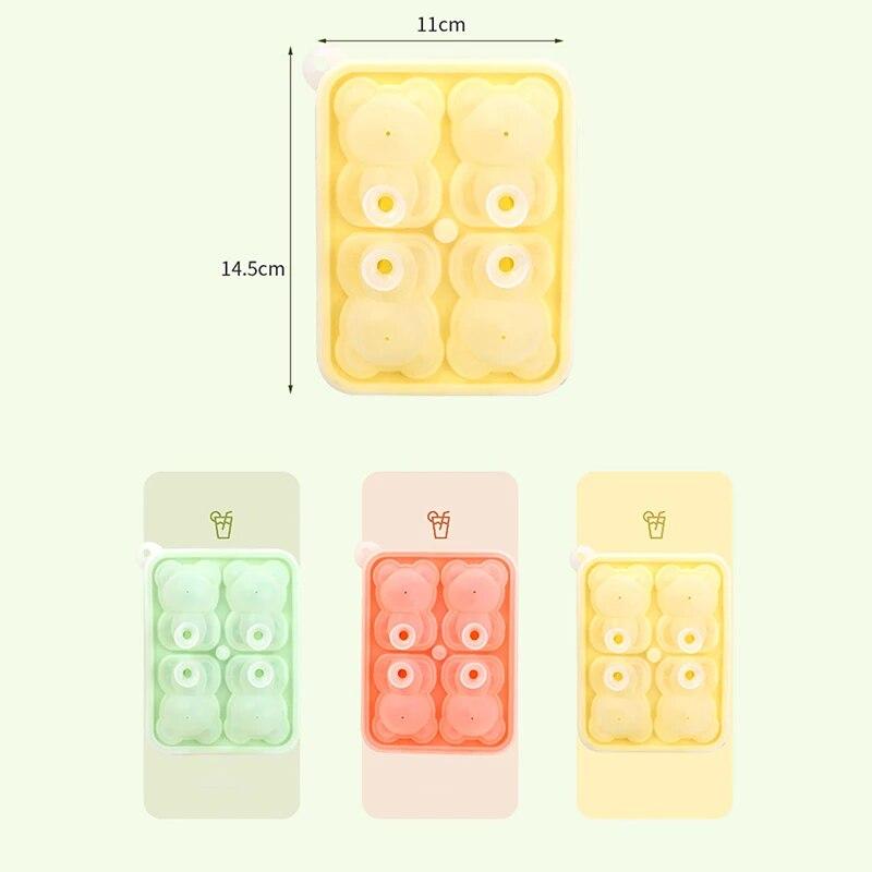 Милый медвежонок, силиконовый лоток для кубиков льда, 3d плюшевый мишка, форма для изготовления кубиков льда, брызгозащищенная форма для льда, виски, вино, напиток, лоток для кубиков льда
